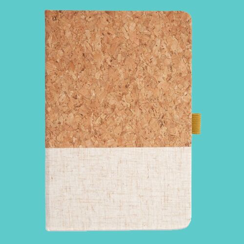 Cork And Heathered Fabric Hardcover Journal 5.5" X 8.25" Thumbnail