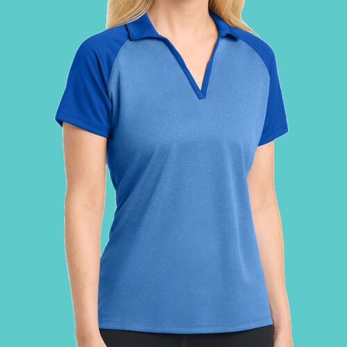 Women's PosiCharge ® RacerMesh ® Raglan Heather Block Polo Thumbnail