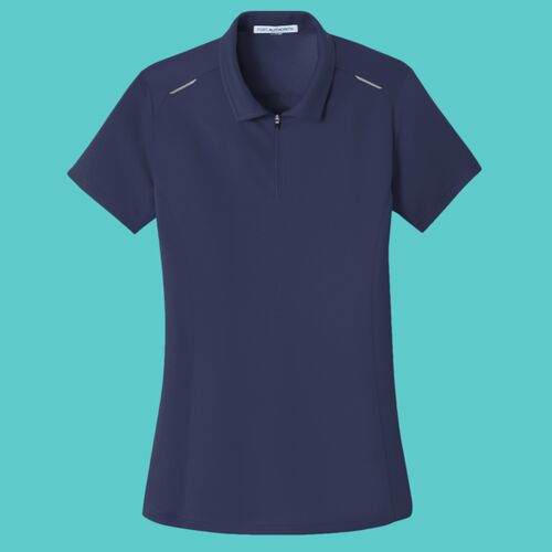 Ladies Pinpoint Mesh Zip Polo Thumbnail